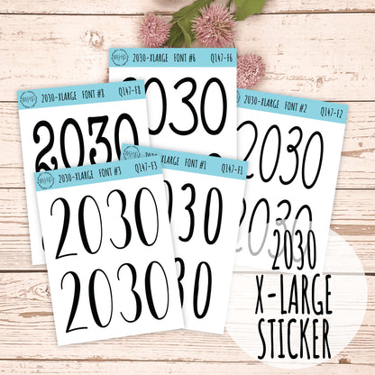 X Large 2030 Year Stickers for Planners, Bullet Journals, College Planner. Gold, Silver and Rose Gold Foil || Q147