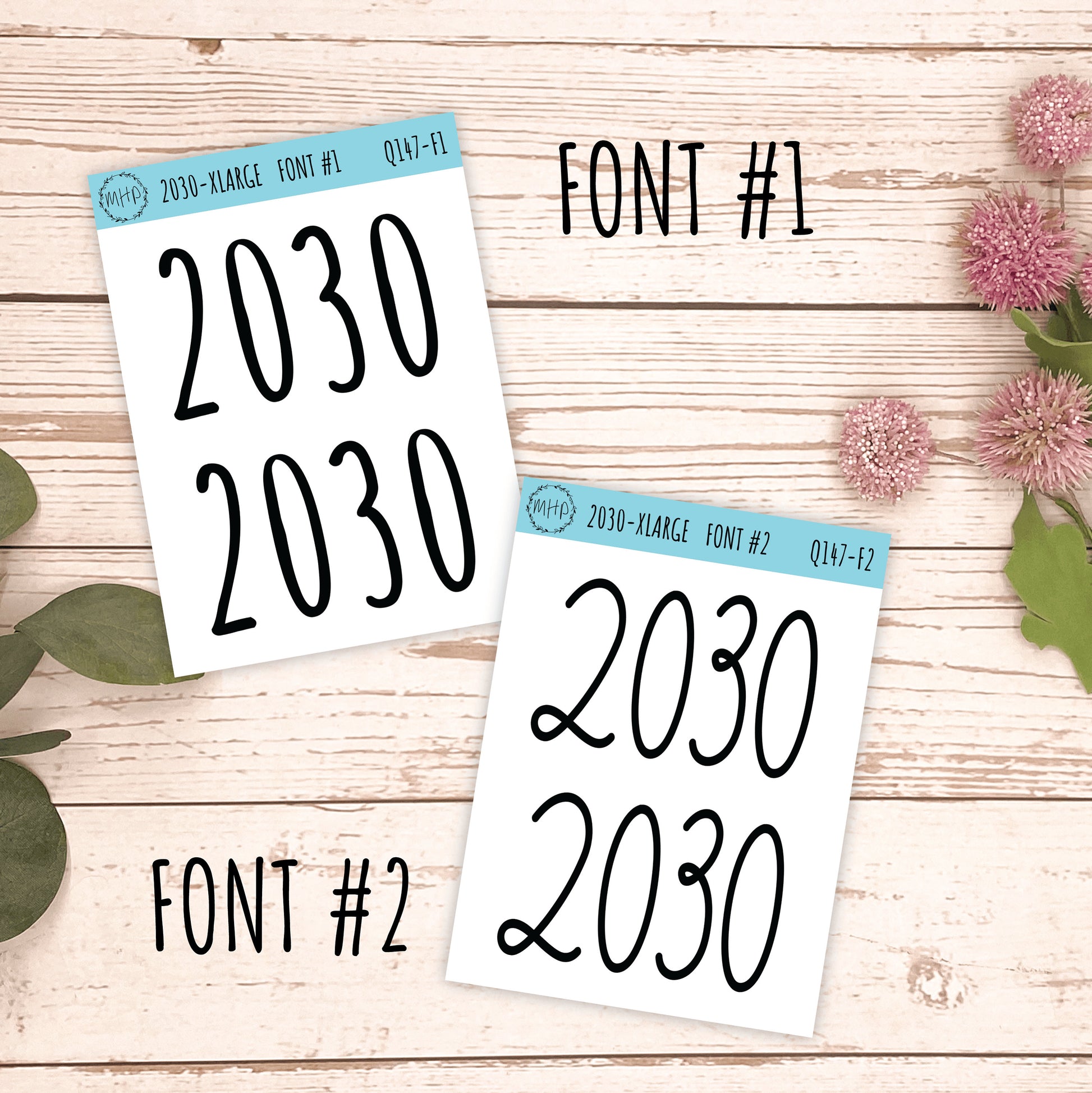 X Large 2030 Year Stickers for Planners, Bullet Journals, College Planner. Gold, Silver and Rose Gold Foil || Q147