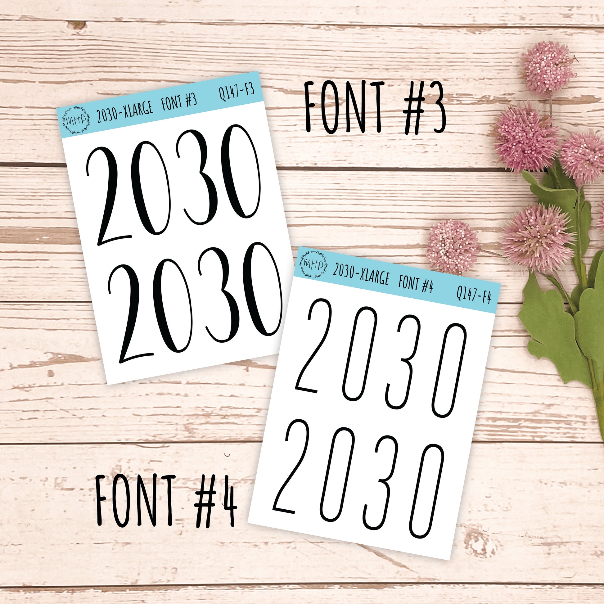 X Large 2030 Year Stickers for Planners, Bullet Journals, College Planner. Gold, Silver and Rose Gold Foil || Q147
