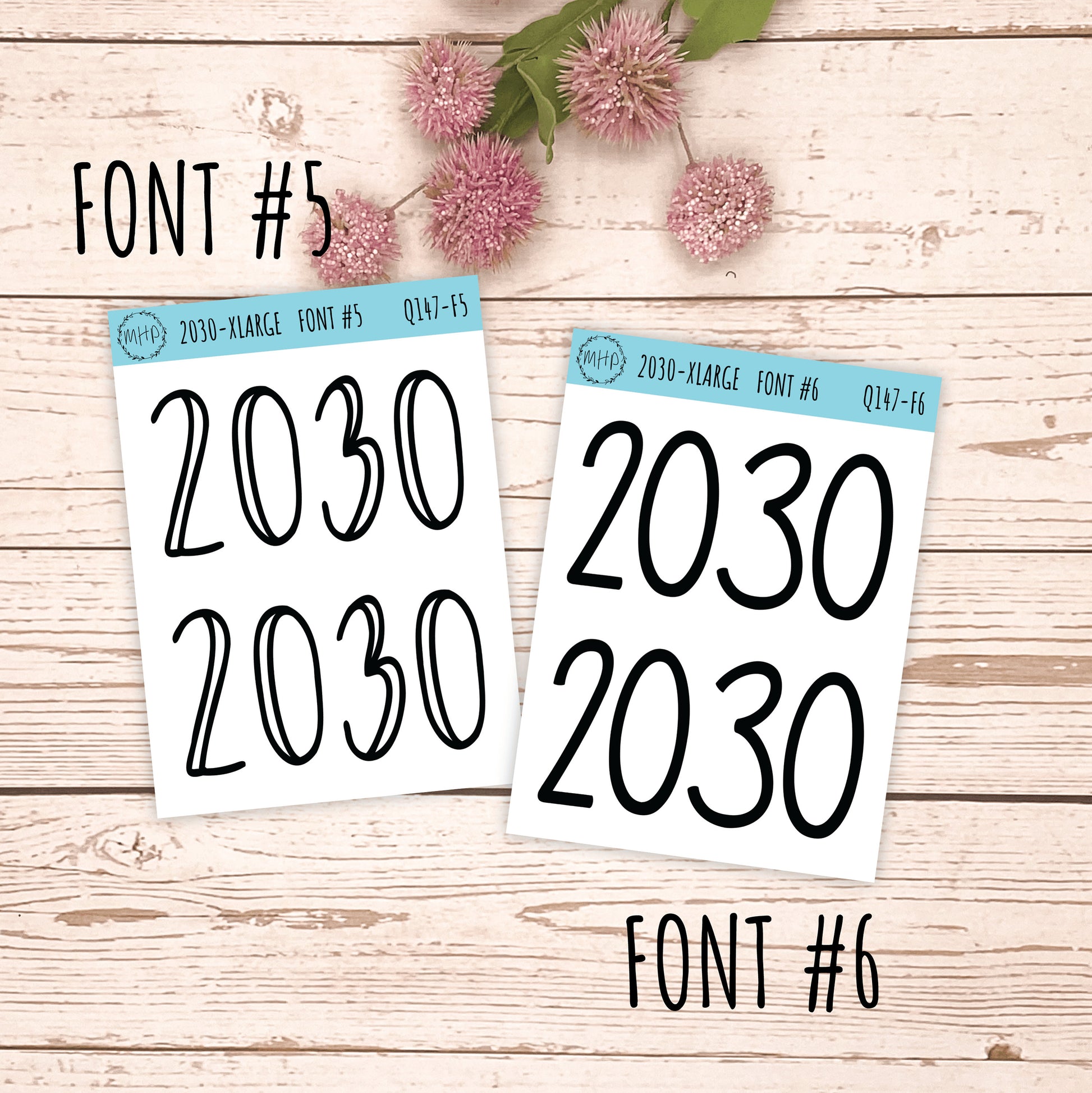 X Large 2030 Year Stickers for Planners, Bullet Journals, College Planner. Gold, Silver and Rose Gold Foil || Q147