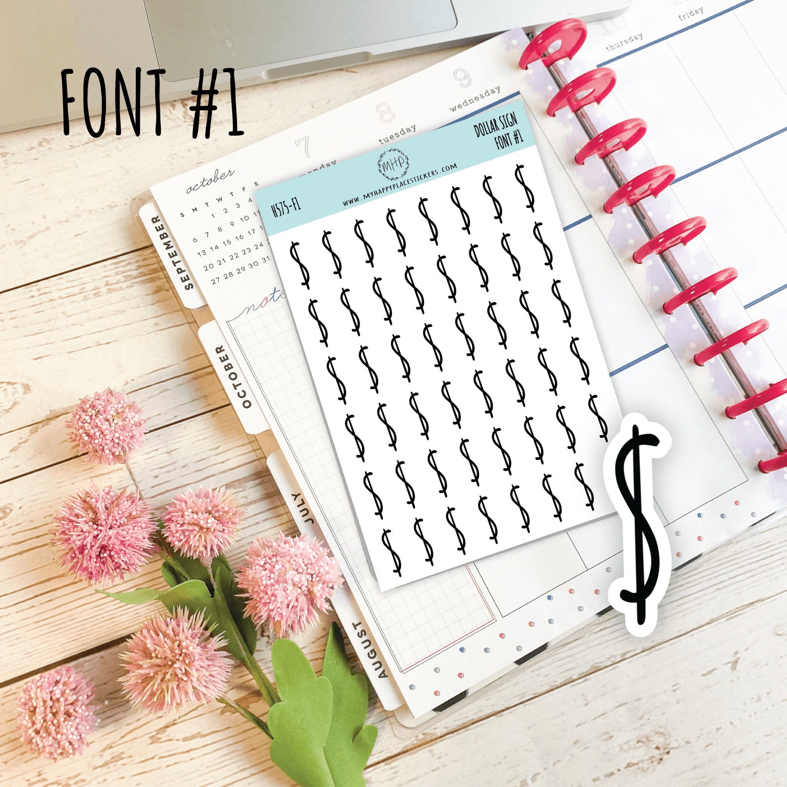 Dollar Sign Stickers for Planners, Saving Envelopes and Saving Challenges. 8 Fonts to Choose From. Gold, Silver and Rose Gold Foil || H575