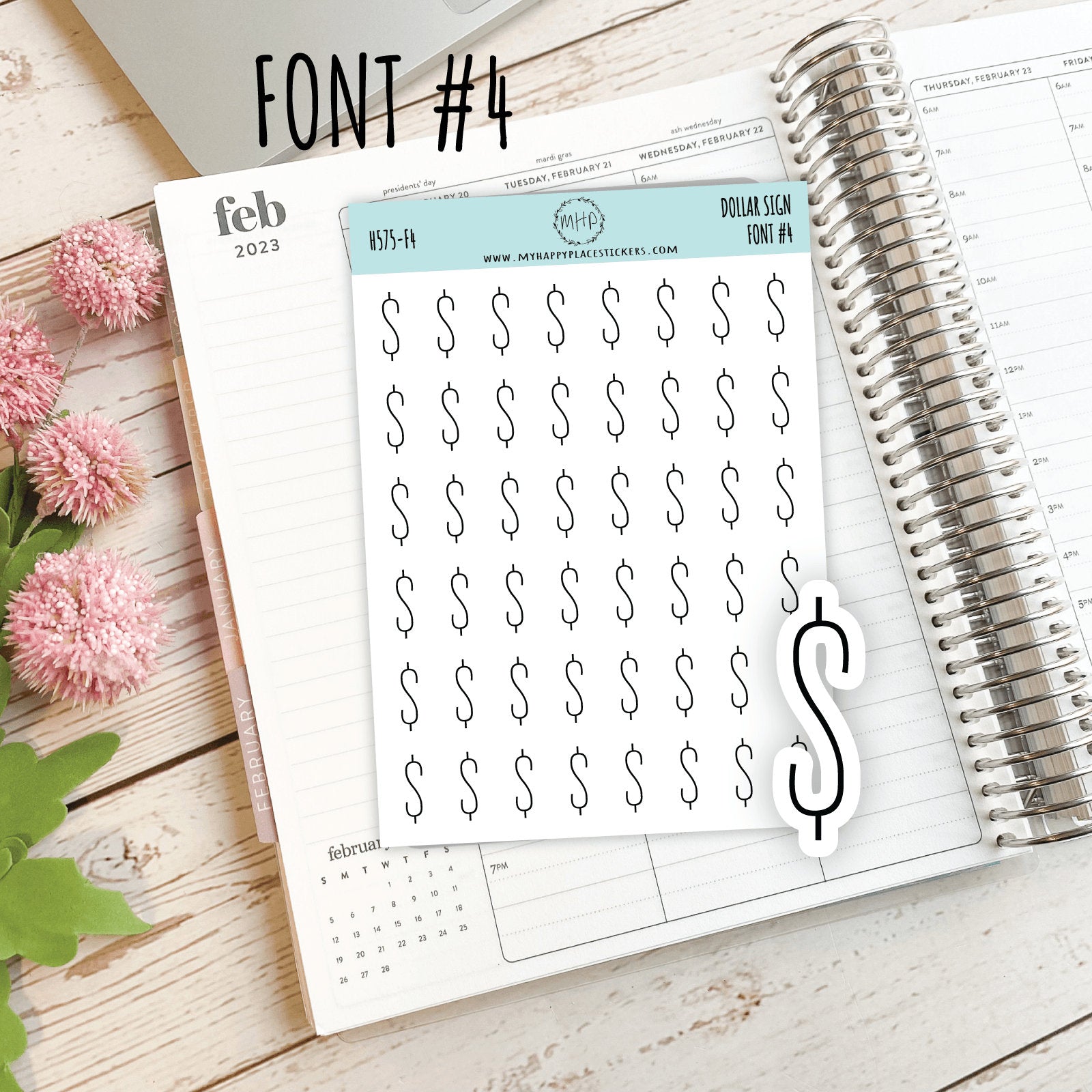 Dollar Sign Stickers for Planners, Saving Envelopes and Saving Challenges. 8 Fonts to Choose From. Gold, Silver and Rose Gold Foil || H575