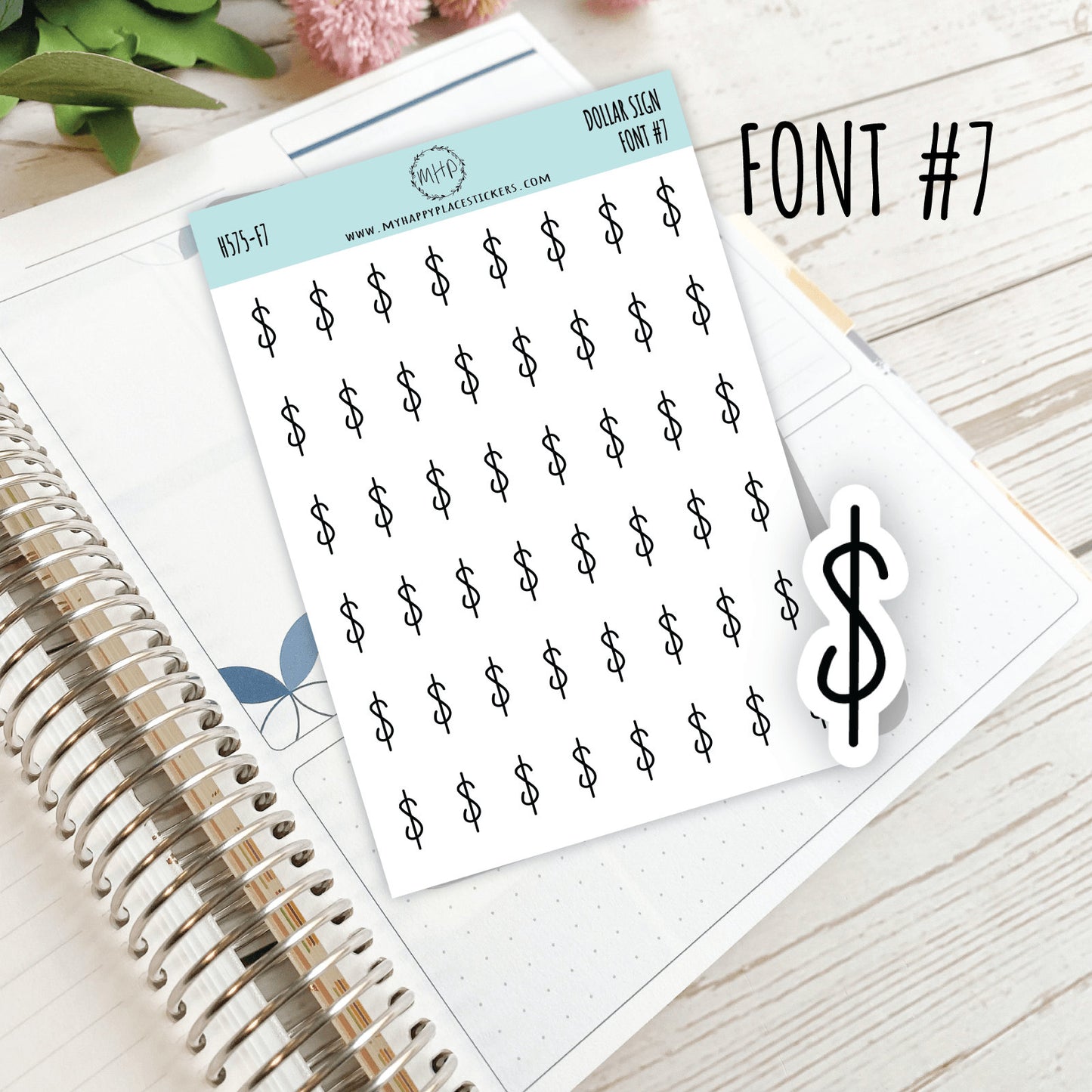 Dollar Sign Stickers for Planners, Saving Envelopes and Saving Challenges. 8 Fonts to Choose From. Gold, Silver and Rose Gold Foil || H575