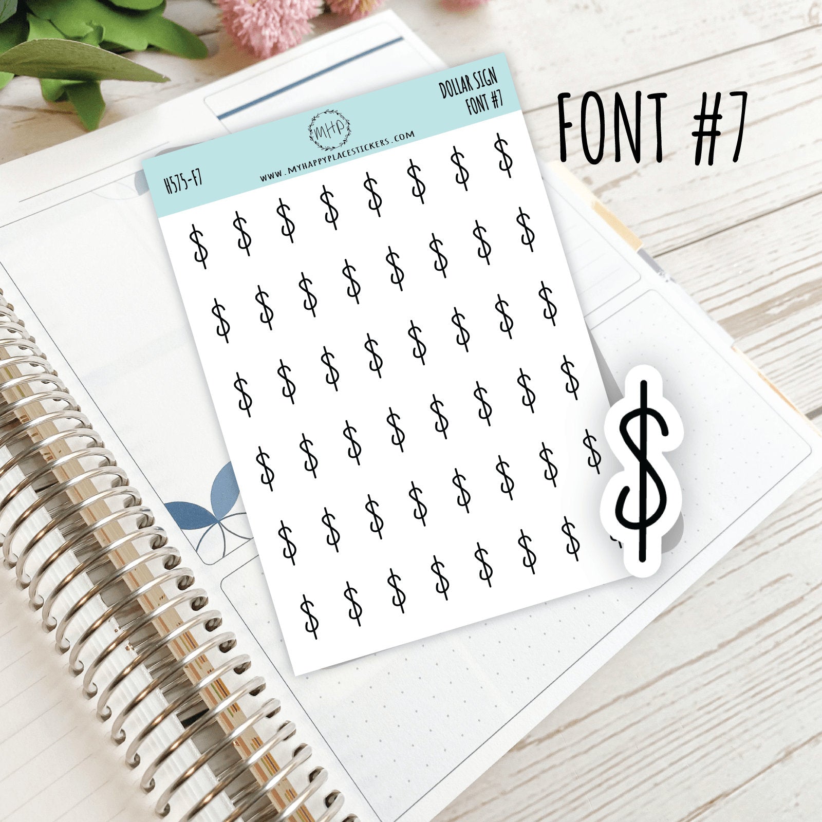 Dollar Sign Stickers for Planners, Saving Envelopes and Saving Challenges. 8 Fonts to Choose From. Gold, Silver and Rose Gold Foil || H575