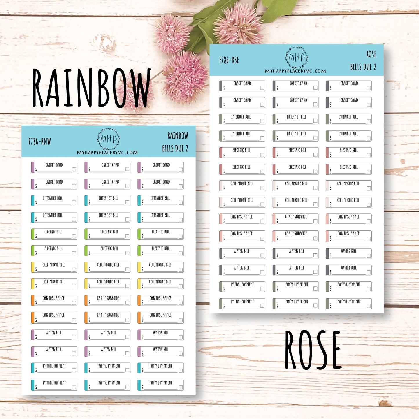 Bills Due 2. Planner Stickers. Payment Due Labels. Organization and Budgeting Stickers || F786