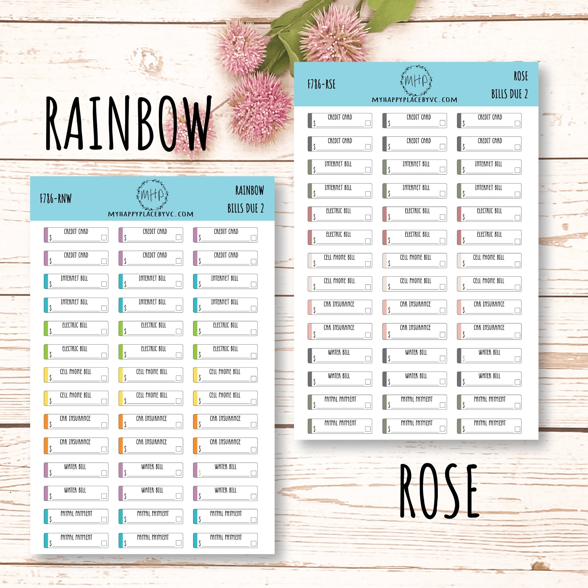 Bills Due 2. Planner Stickers. Payment Due Labels. Organization and Budgeting Stickers || F786