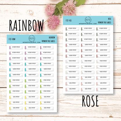 Payment Due Labels. Planner Stickers.Organization and Budgeting Stickers || F787