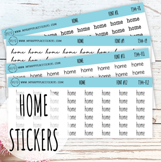 HOME Stickers for Planner and Bullet Journals. 7 Fonts to Choose From || T344