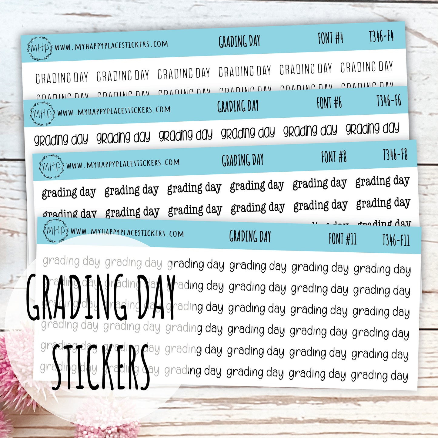 GRADING DAY Stickers for Planner and Bullet Journals. 11 Fonts to Choose From || T346
