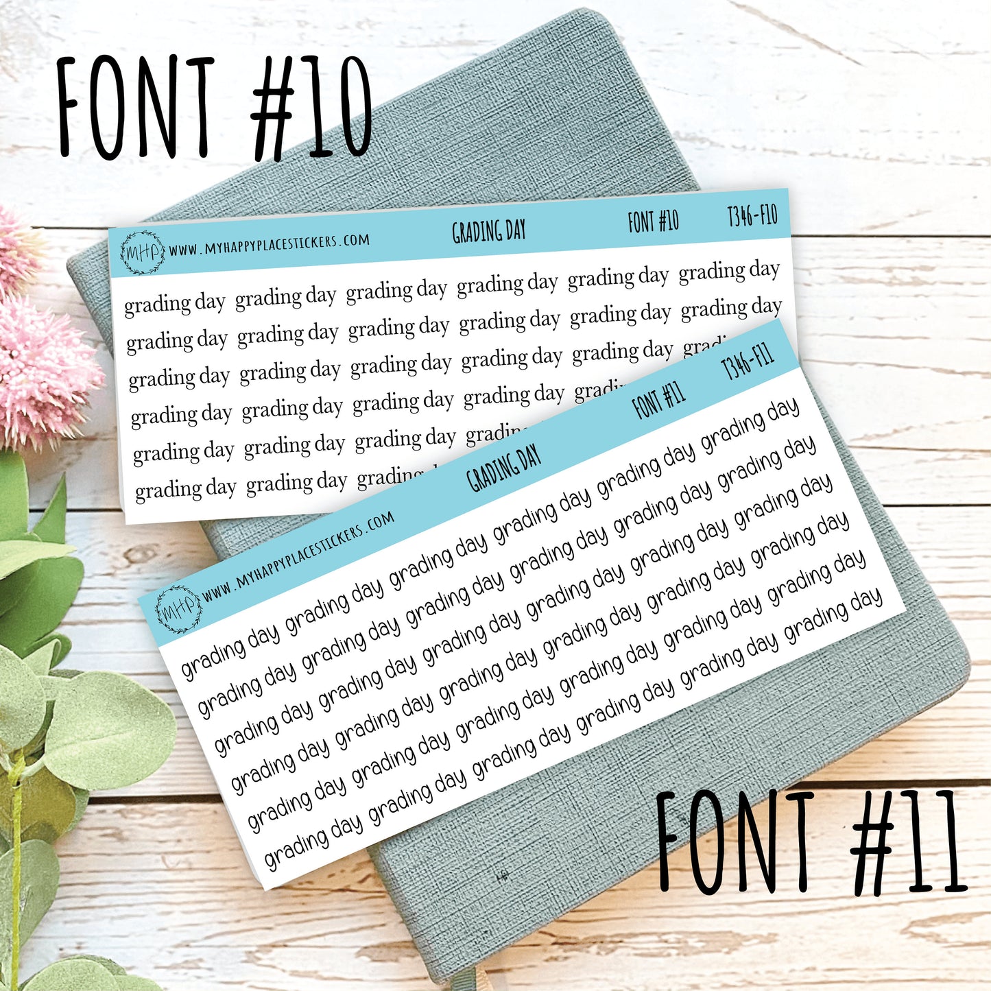 GRADING DAY Stickers for Planner and Bullet Journals. 11 Fonts to Choose From || T346