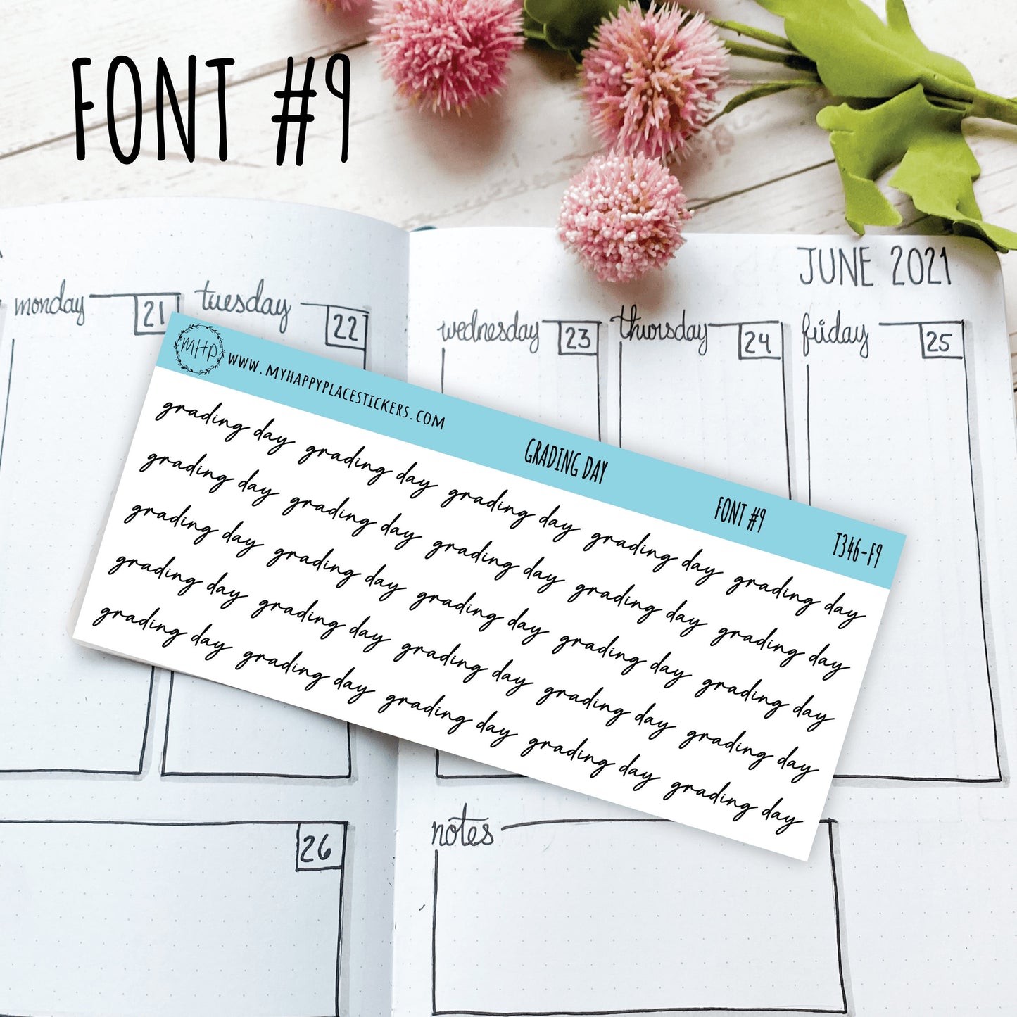 GRADING DAY Stickers for Planner and Bullet Journals. 11 Fonts to Choose From || T346