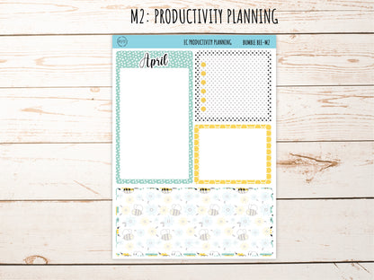 Erin Condren 7x9 Monthly Kit. APRIL "Bumble Bee" Planner Stickers || BB-M