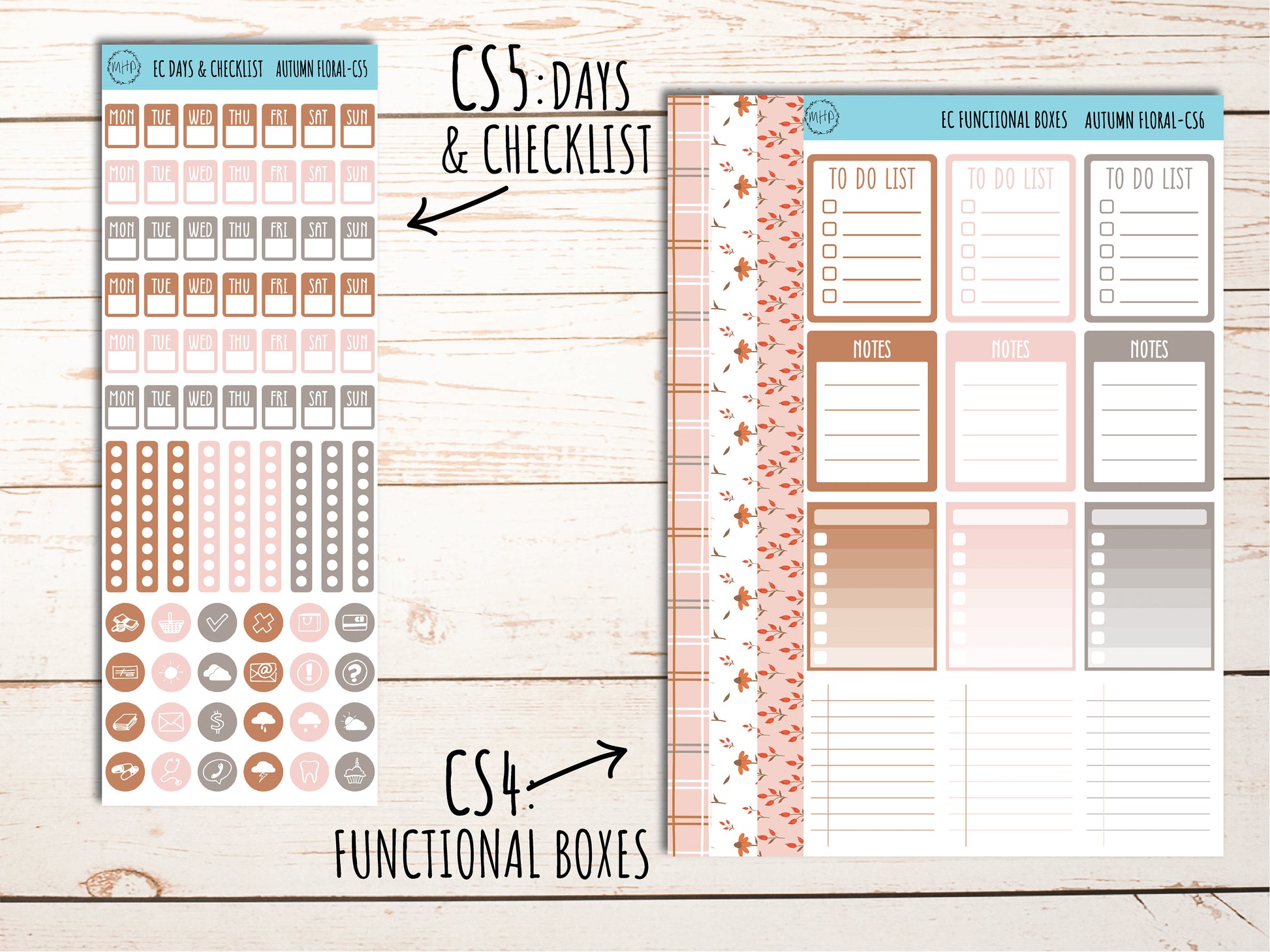 Erin Condren 7x9 Coordinating Planner Sticker Sheets.OCTOBER "Autumn Fall". Add-On Sticker Sheets || AF-CS