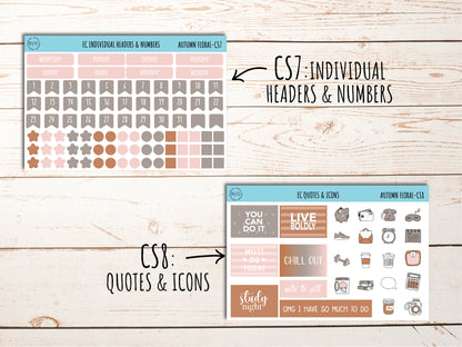 Erin Condren 7x9 Coordinating Planner Sticker Sheets.OCTOBER "Autumn Fall". Add-On Sticker Sheets || AF-CS
