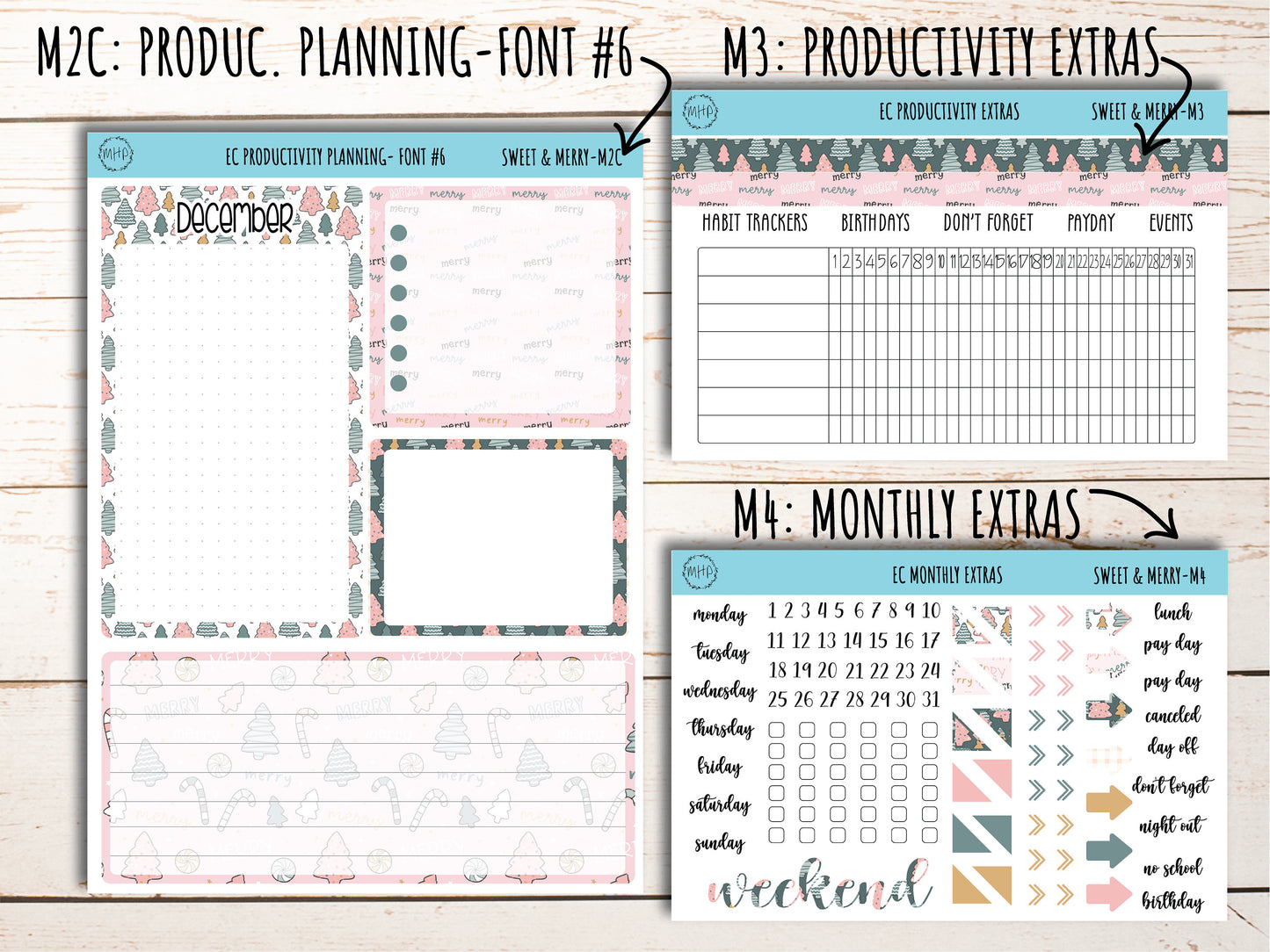Erin Condren 7x9 Monthly Kit. DECEMBER "Sweet & Merry" || SM-M