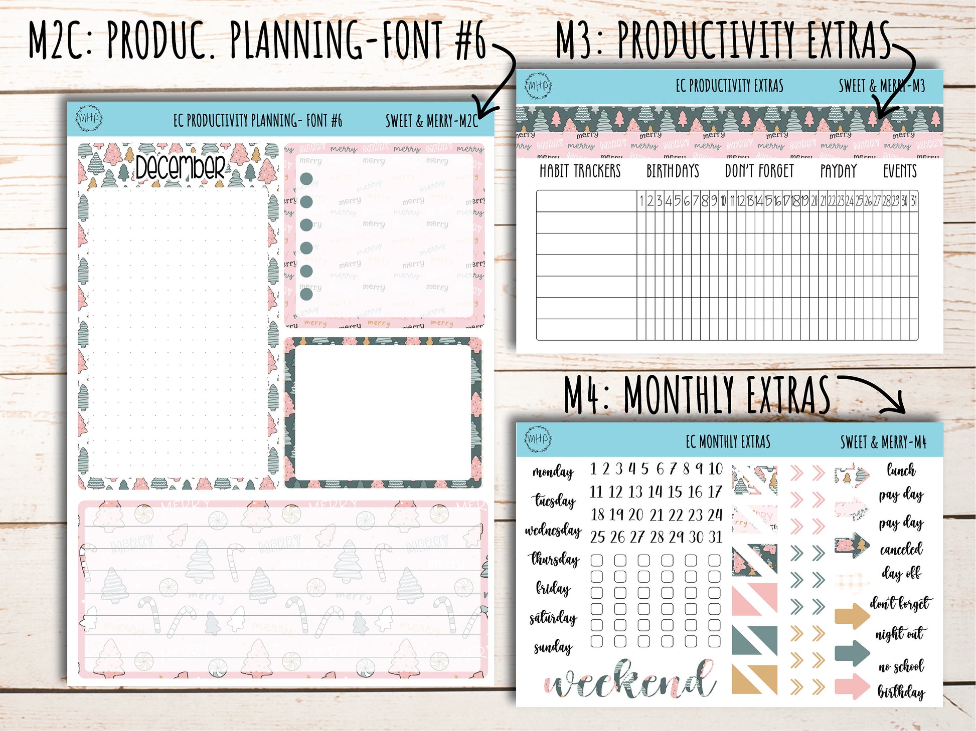 Erin Condren 7x9 Monthly Kit. DECEMBER "Sweet & Merry" || SM-M