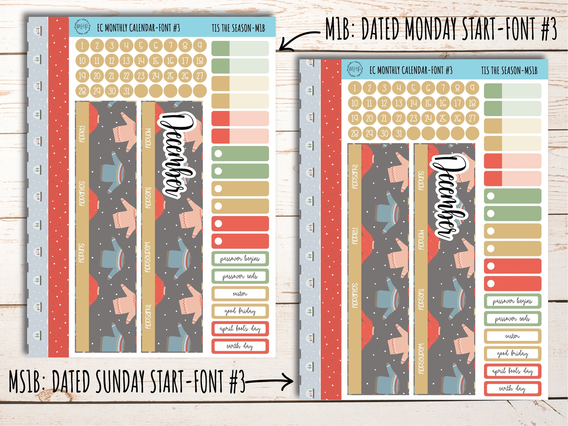Erin Condren 7x9 Monthly Kit. DECEMBER "Tis the Season" || TS-M