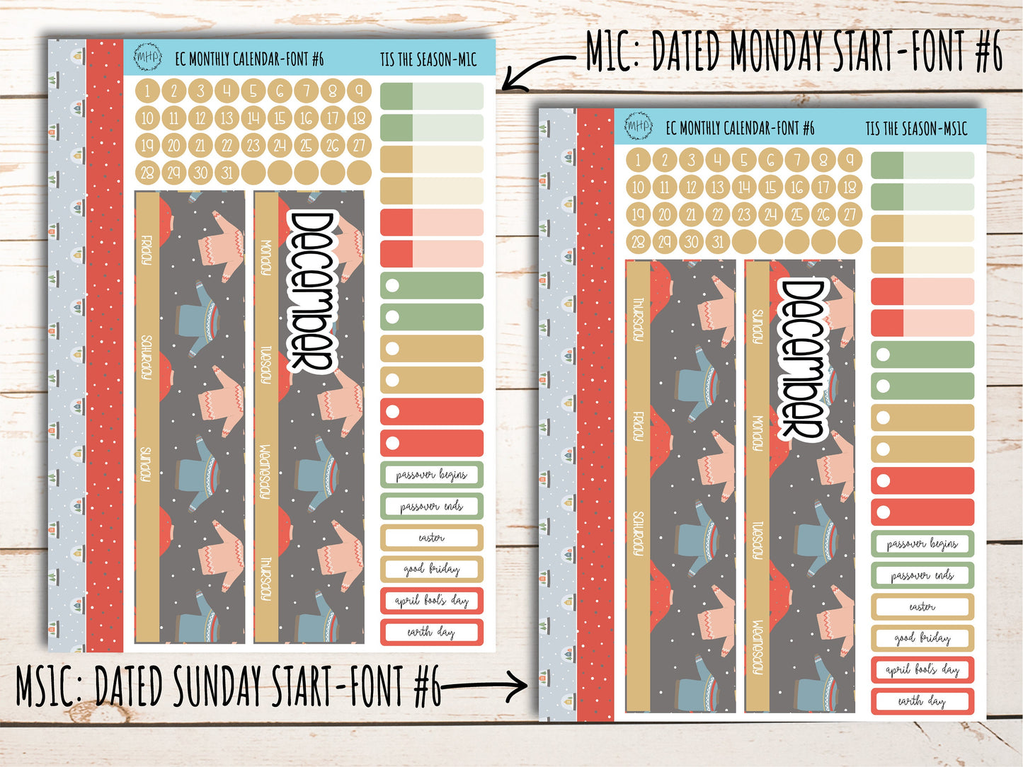 Erin Condren 7x9 Monthly Kit. DECEMBER "Tis the Season" || TS-M