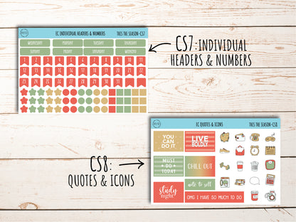 Erin Condren 7x9 Coordinating Planner Sticker Sheets. DECEMBER "Tis the Season". Add-On Sticker Sheets || TS-CS
