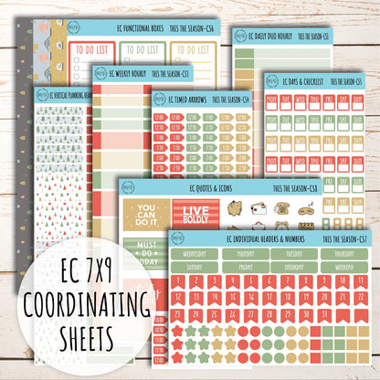 Erin Condren 7x9 Coordinating Planner Sticker Sheets. DECEMBER "Tis the Season". Add-On Sticker Sheets || TS-CS