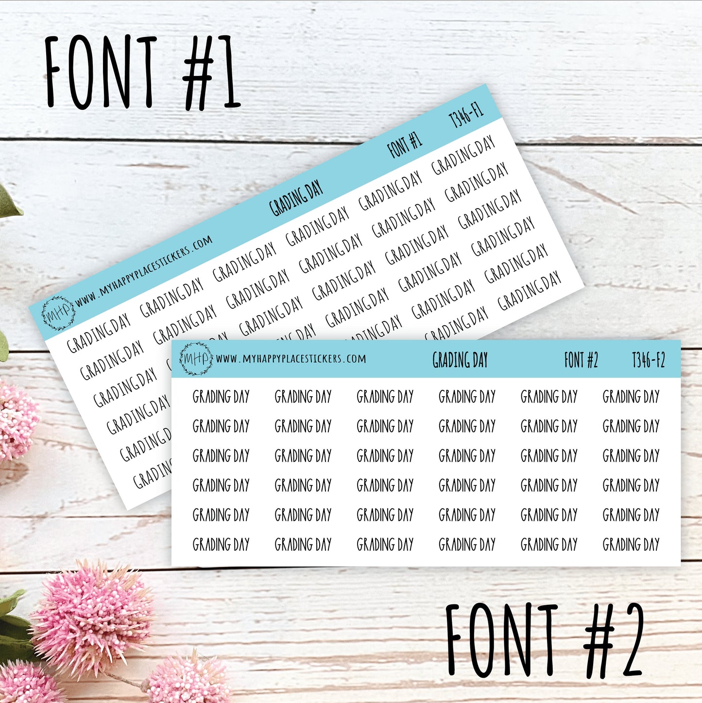 GRADING DAY Stickers for Planner and Bullet Journals. 11 Fonts to Choose From || T346