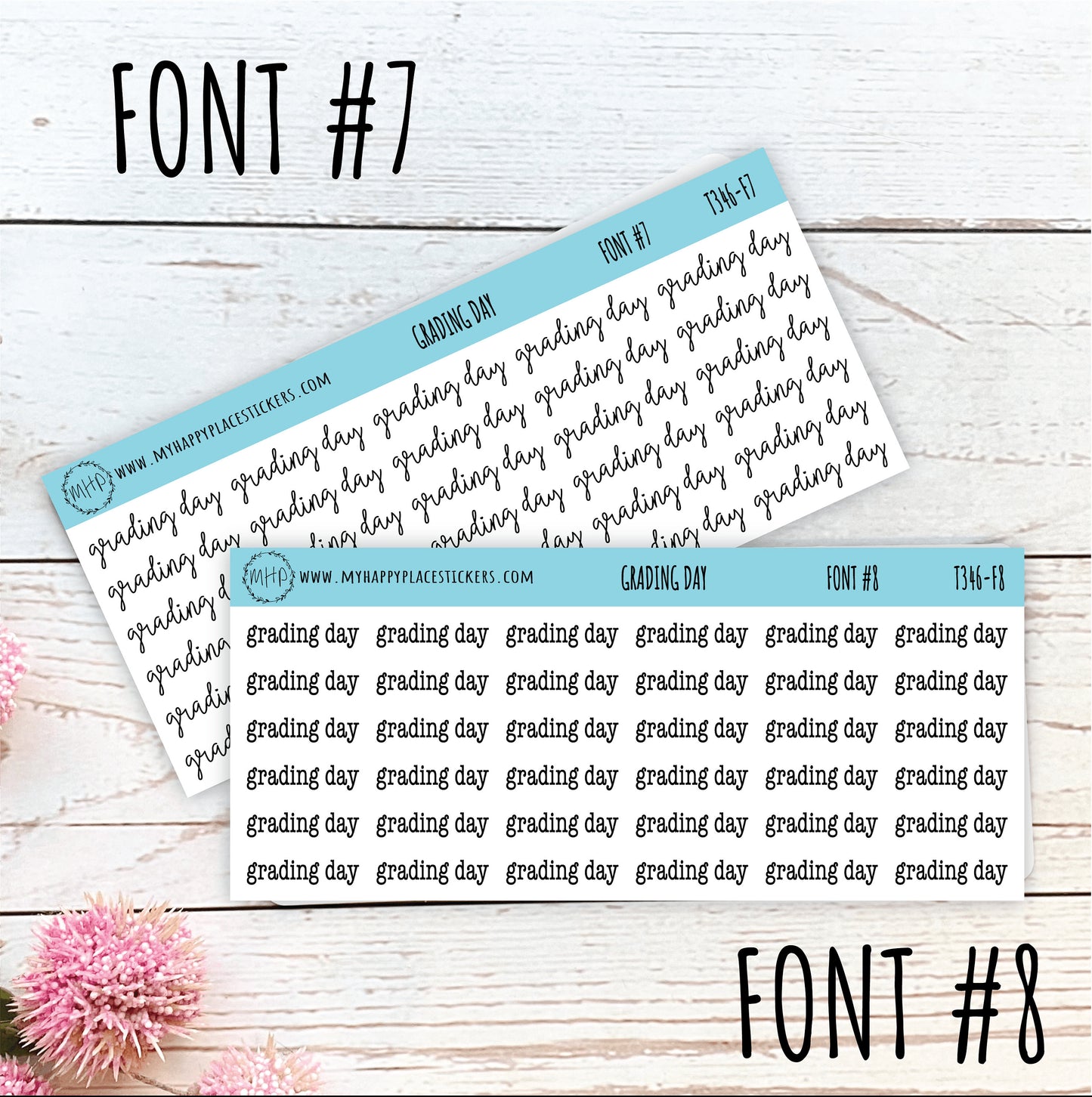 GRADING DAY Stickers for Planner and Bullet Journals. 11 Fonts to Choose From || T346