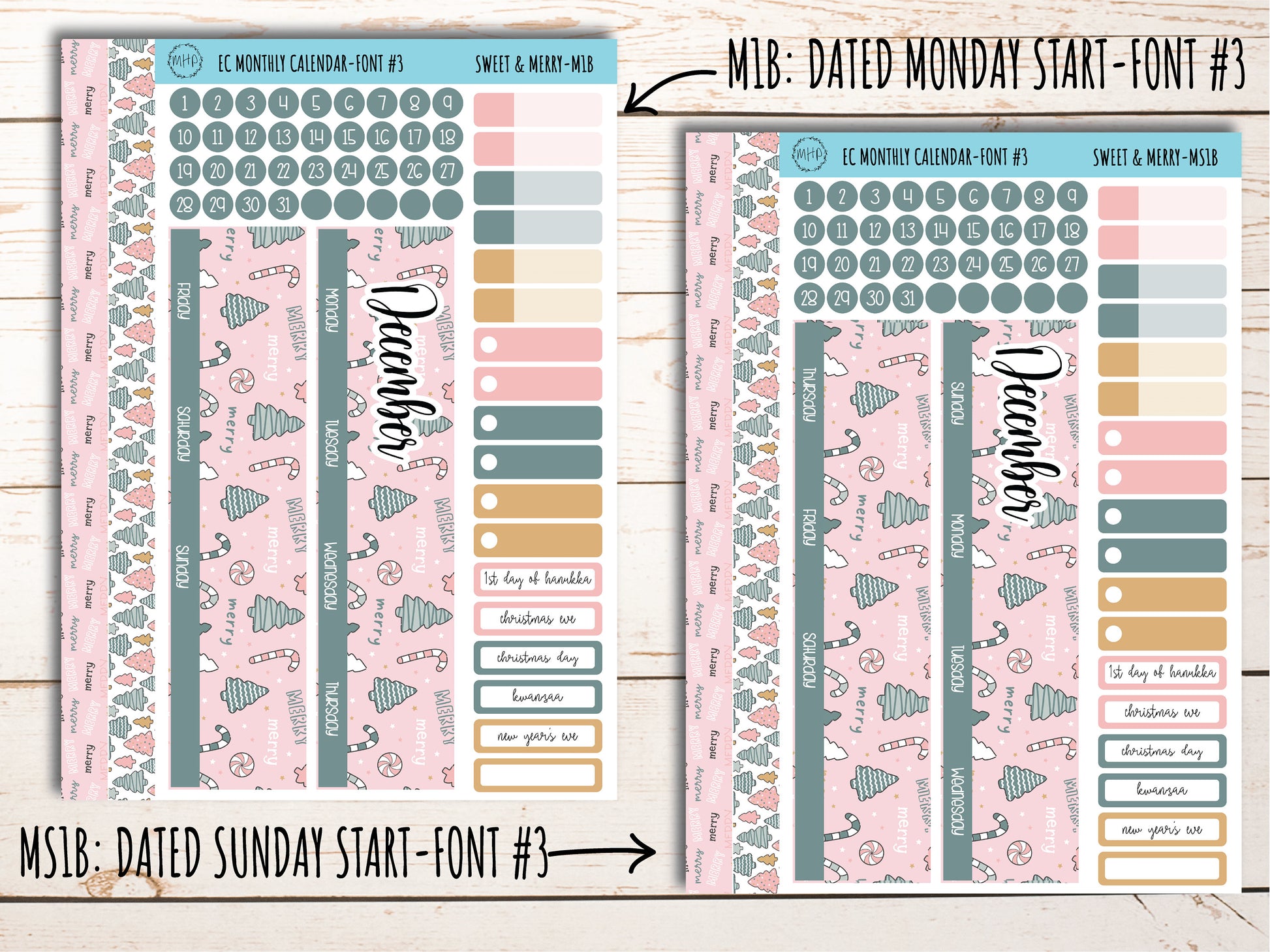 Erin Condren 7x9 Monthly Kit. DECEMBER "Sweet & Merry" || SM-M