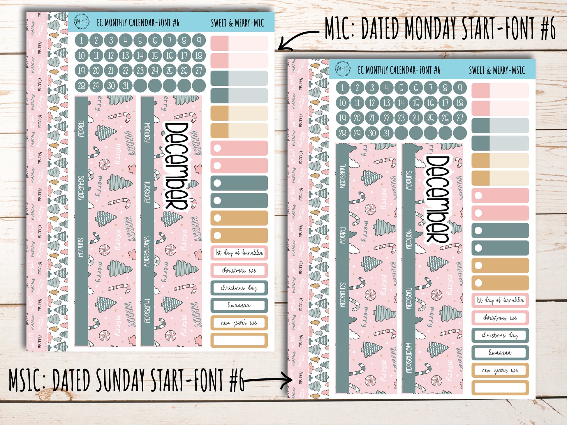 Erin Condren 7x9 Monthly Kit. DECEMBER "Sweet & Merry" || SM-M