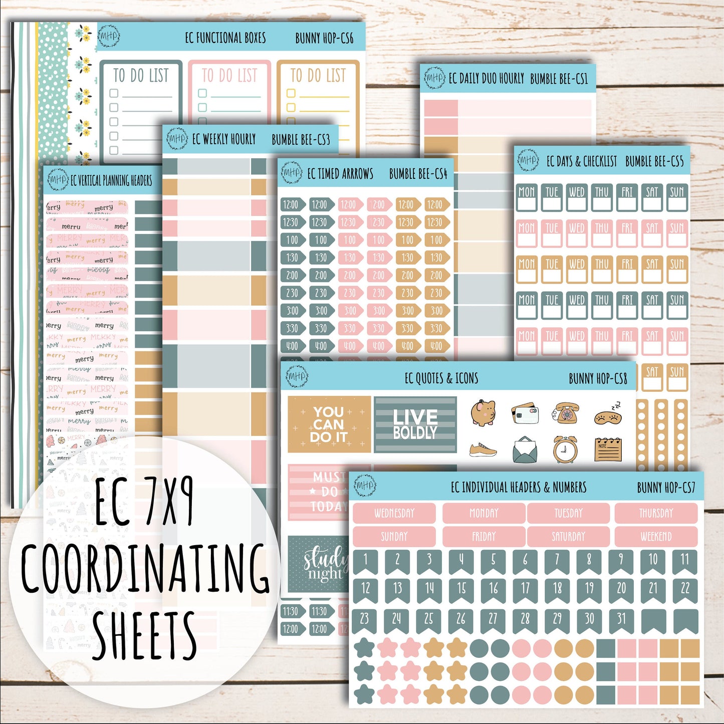 Erin Condren 7x9 Coordinating Planner Sticker Sheets. DECEMBER "Sweet & Merry". Add-On Sticker Sheets || SM-CS