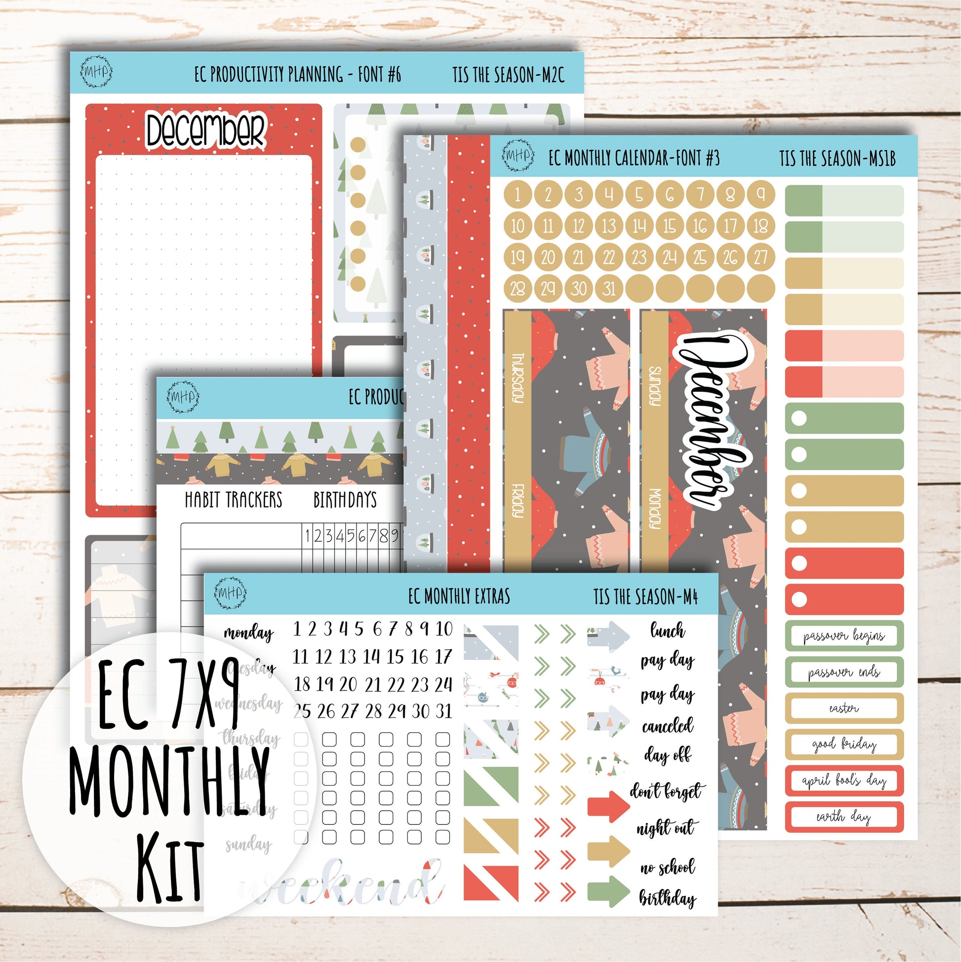 Erin Condren 7x9 Monthly Kit. DECEMBER "Tis the Season" || TS-M