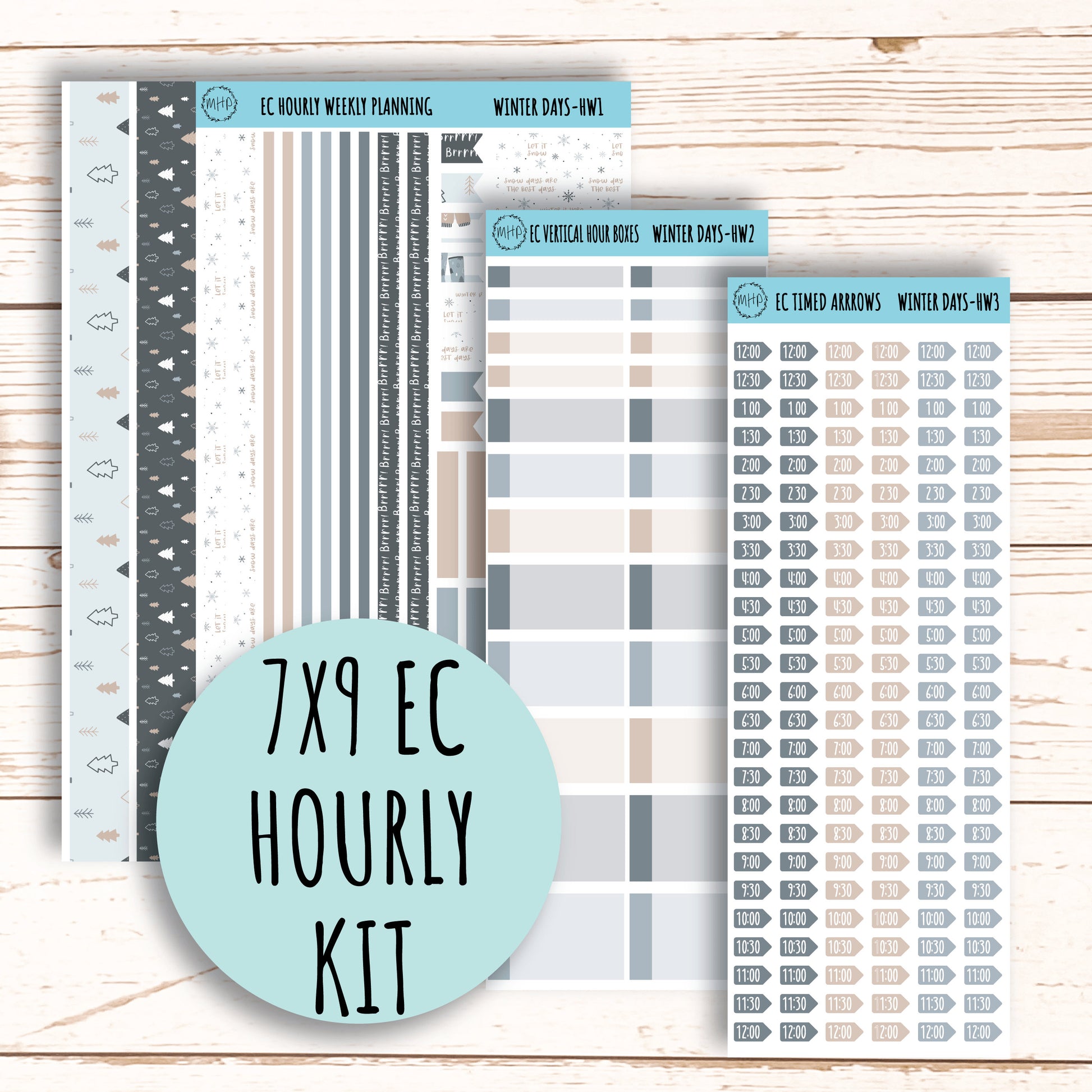 Erin Condren 7x9 Hourly Weekly Planner Sticker Sheets. JANUARY Winter – My  Happy Place Stickers