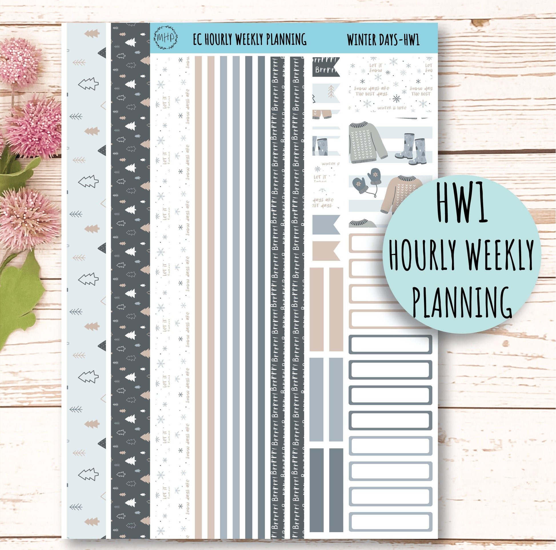 Erin Condren 7x9 Hourly Weekly Planner Sticker Sheets. JANUARY Winter – My  Happy Place Stickers