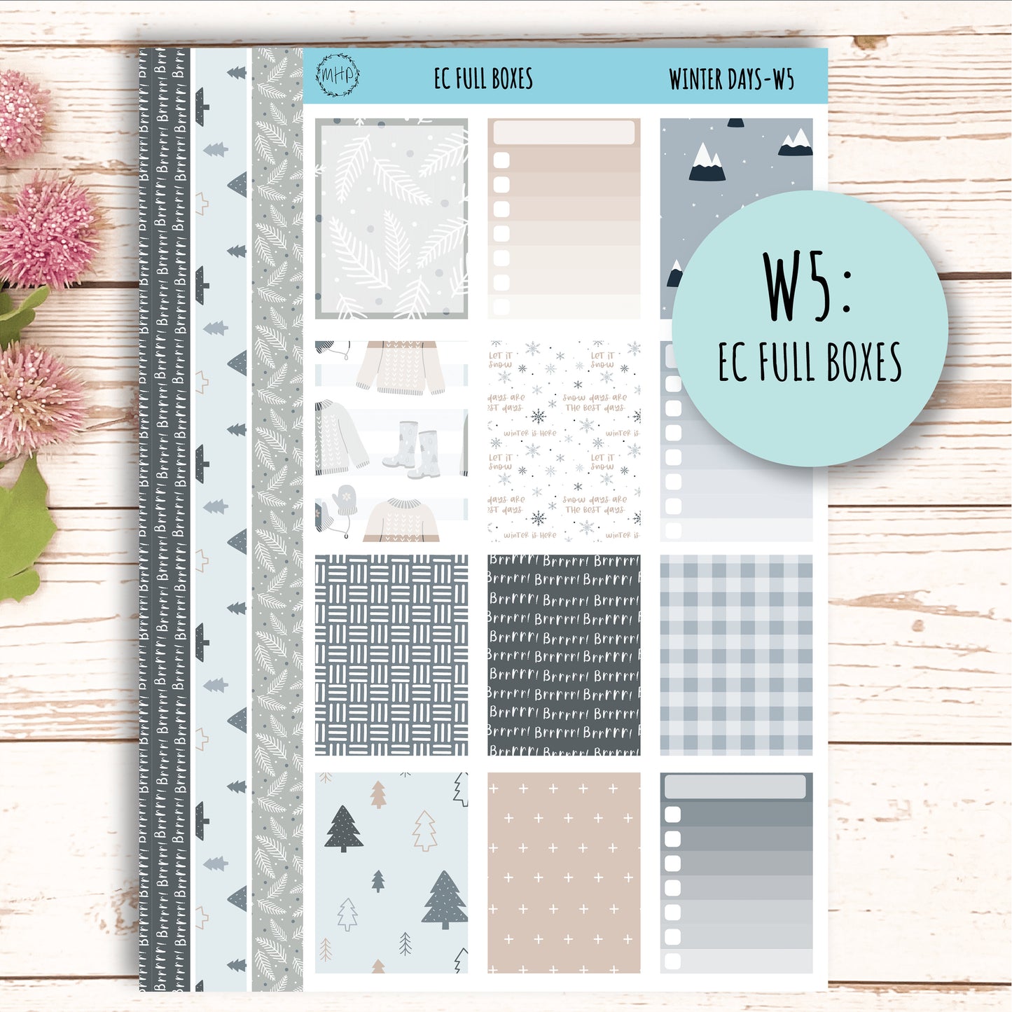 Erin Condren 7x9 Weekly Planning Kit. Planner Stickers JANUARY "Winter Days" || WD-W