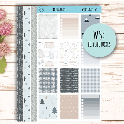 Erin Condren 7x9 Weekly Planning Kit. Planner Stickers JANUARY "Winter Days" || WD-W