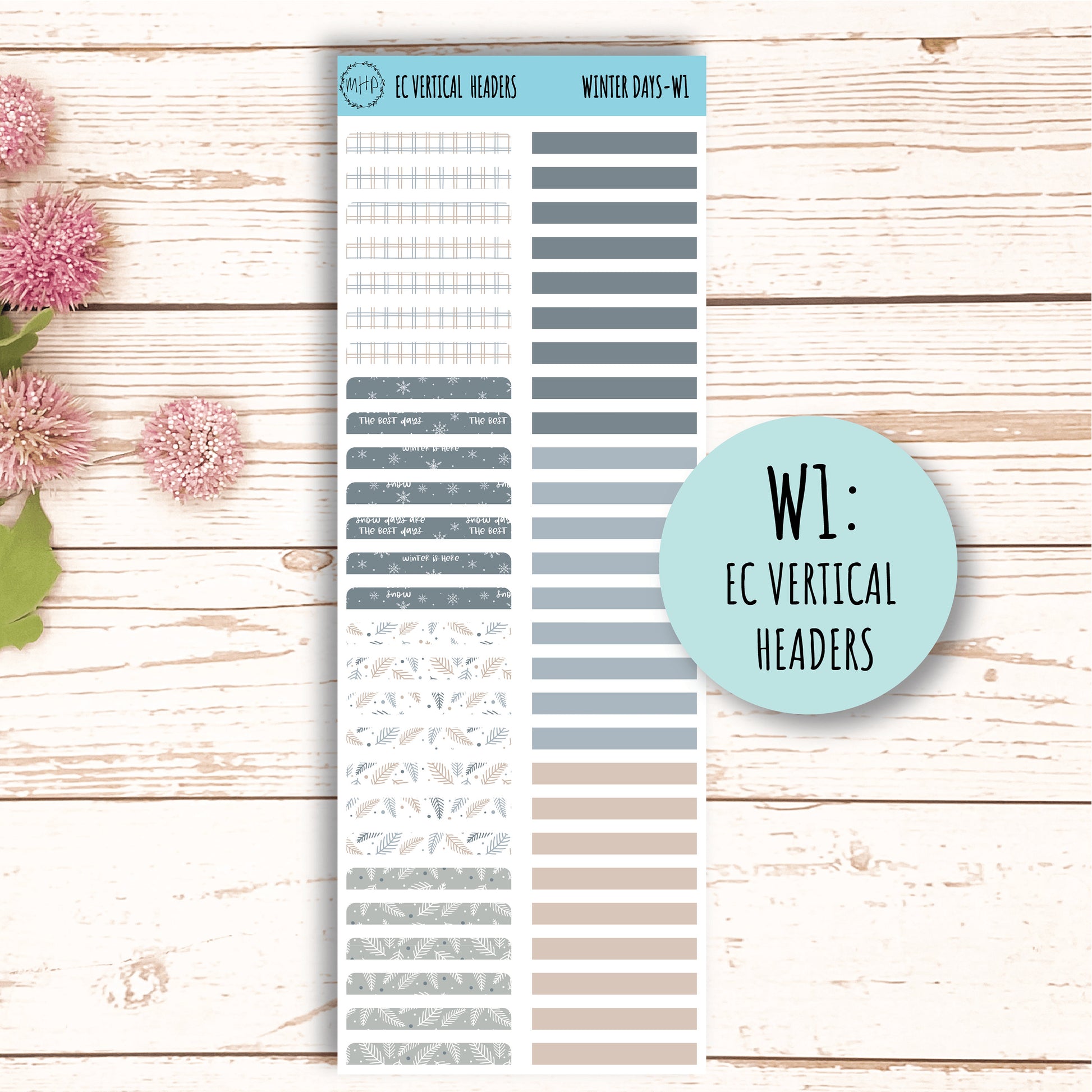 Erin Condren 7x9 Weekly Planning Kit. Planner Stickers JANUARY "Winter Days" || WD-W