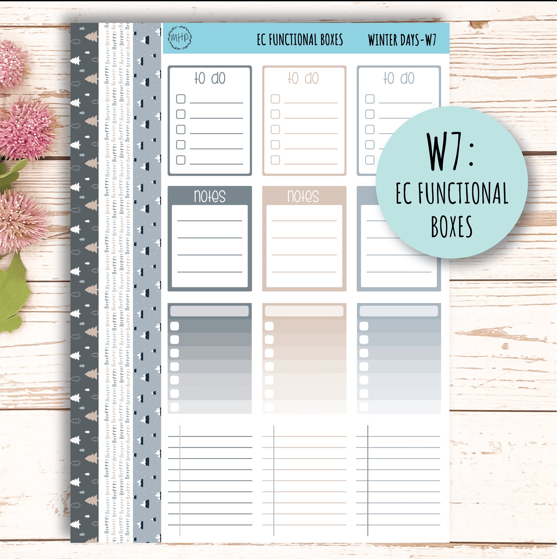 Erin Condren 7x9 Weekly Planning Kit. Planner Stickers JANUARY "Winter Days" || WD-W