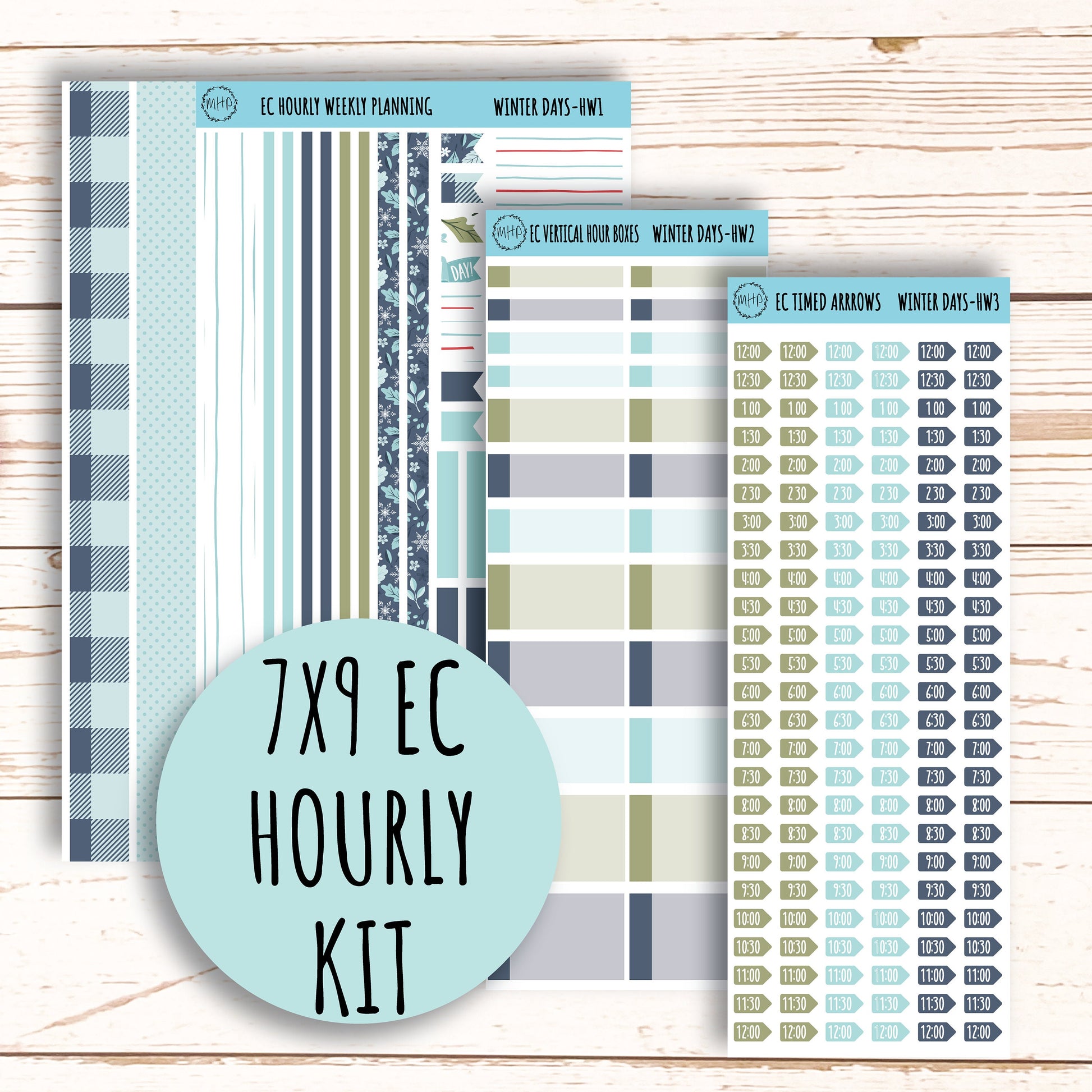 Daily Duo Stickers for 7x9 Erin Condren Planners. JANUARY Winter Day ||  WD-DD