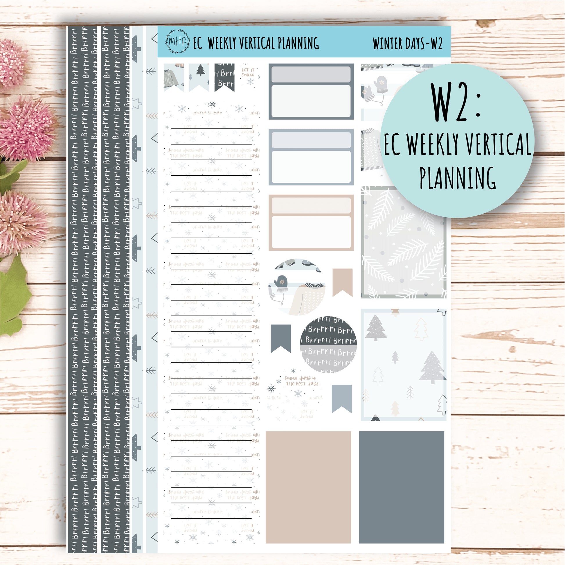 Erin Condren 7x9 Weekly Planning Kit. Planner Stickers JANUARY "Winter Days" || WD-W