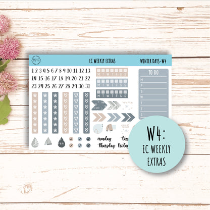 Erin Condren 7x9 Weekly Planning Kit. Planner Stickers JANUARY "Winter Days" || WD-W