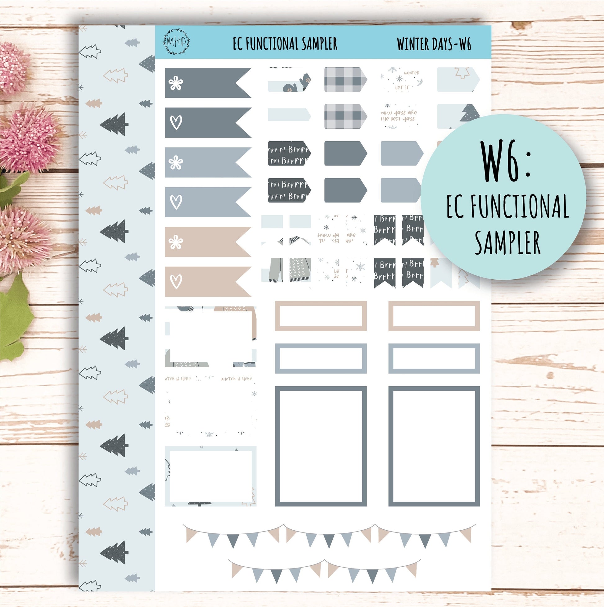 Erin Condren 7x9 Weekly Planning Kit. Planner Stickers JANUARY "Winter Days" || WD-W
