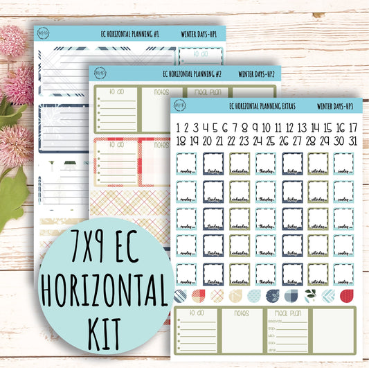 Erin Condren 7x9 Horizontal Planning Stickers. Planner Stickers. JANUARY "Snow Day" || SD-HP