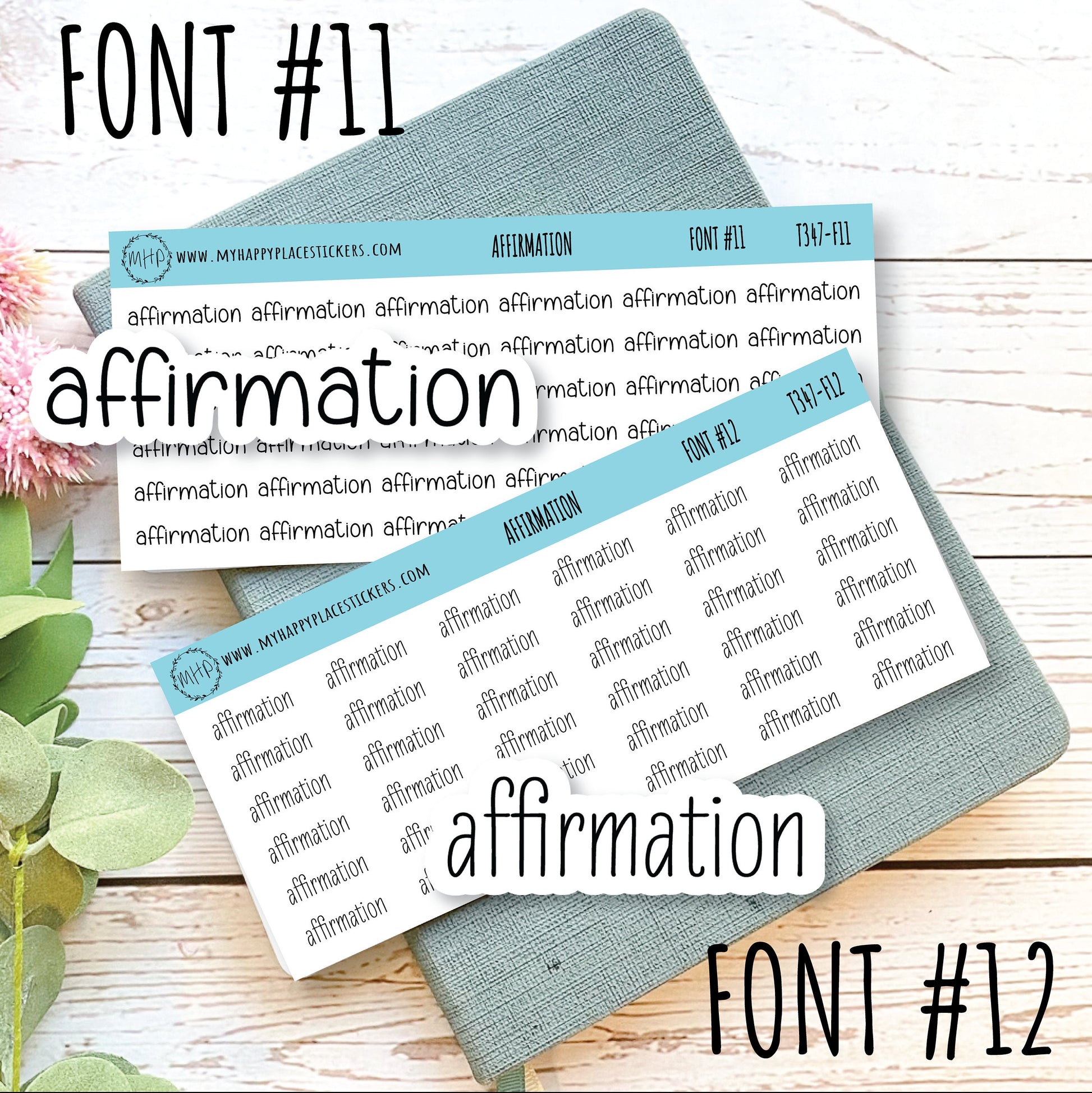 AFFIRMATION Stickers for Planner and Bullet Journals. 12 Fonts to Choo – My  Happy Place Stickers