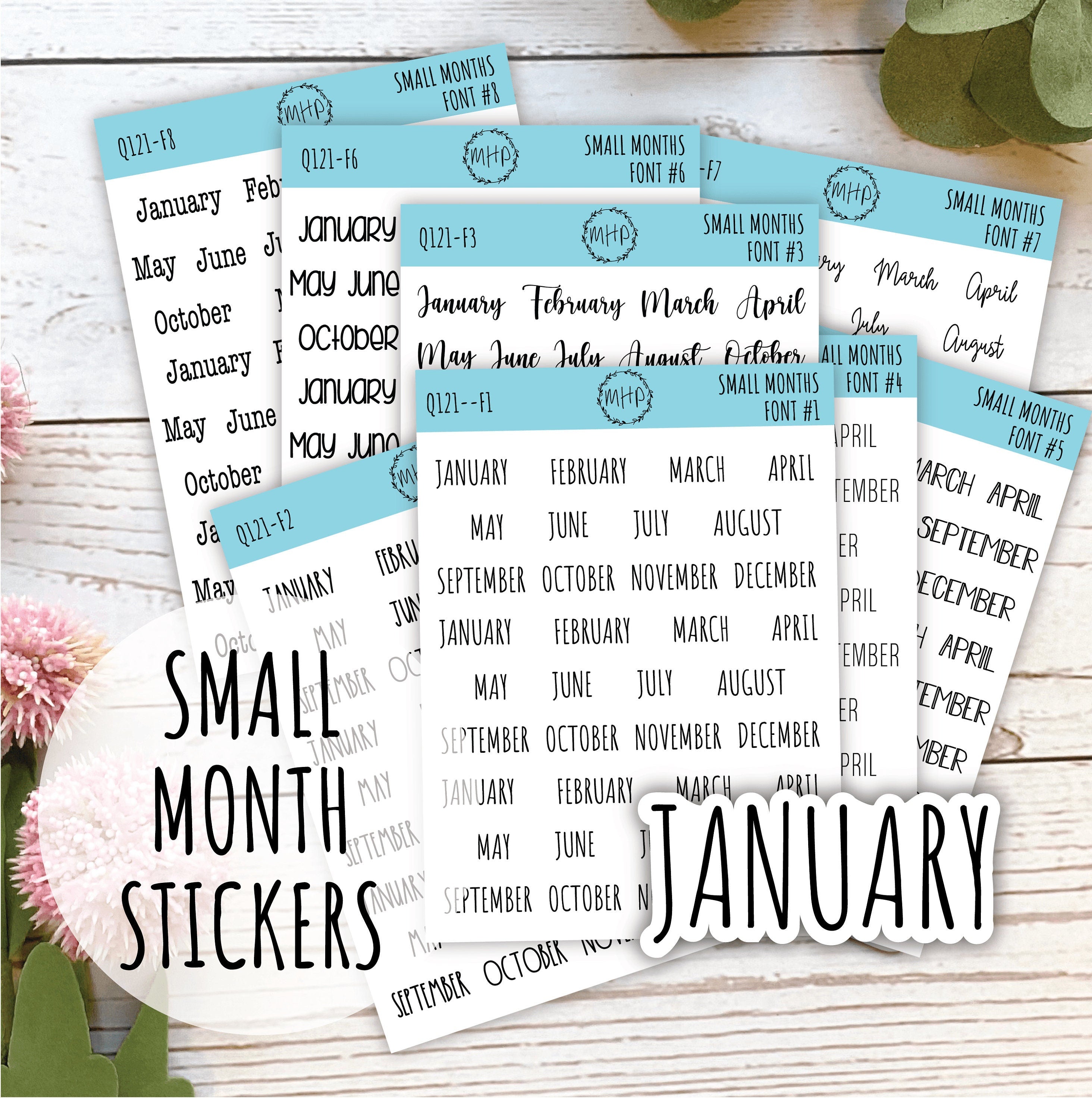 Small Months Stickers for Bullet Journals and Planners. Foil Stickers ...