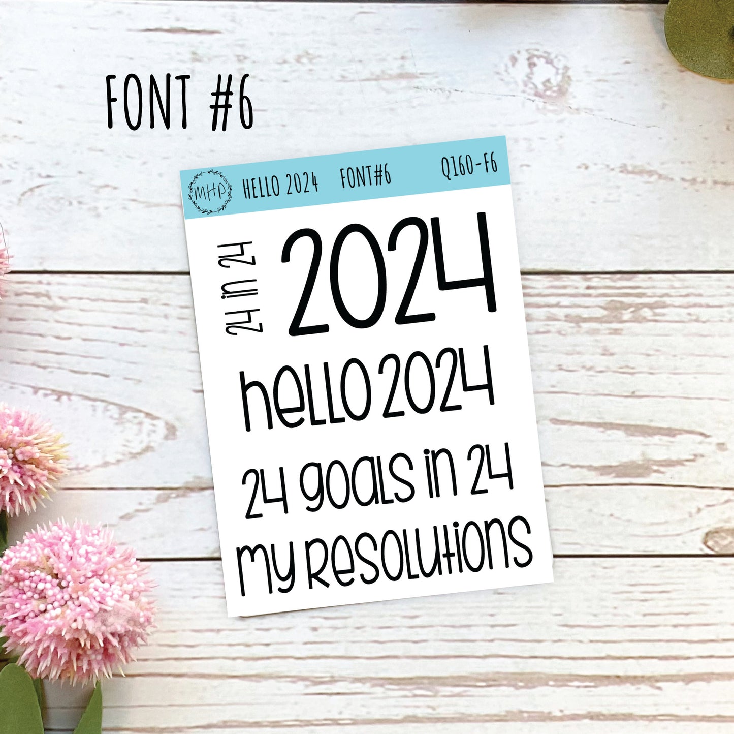 Hello 2024 Stickers. 2024 Goals and Resolution Stickers for Bullet Journals and Planners. Gold, Silver and Rose Gold Stickers || Q160