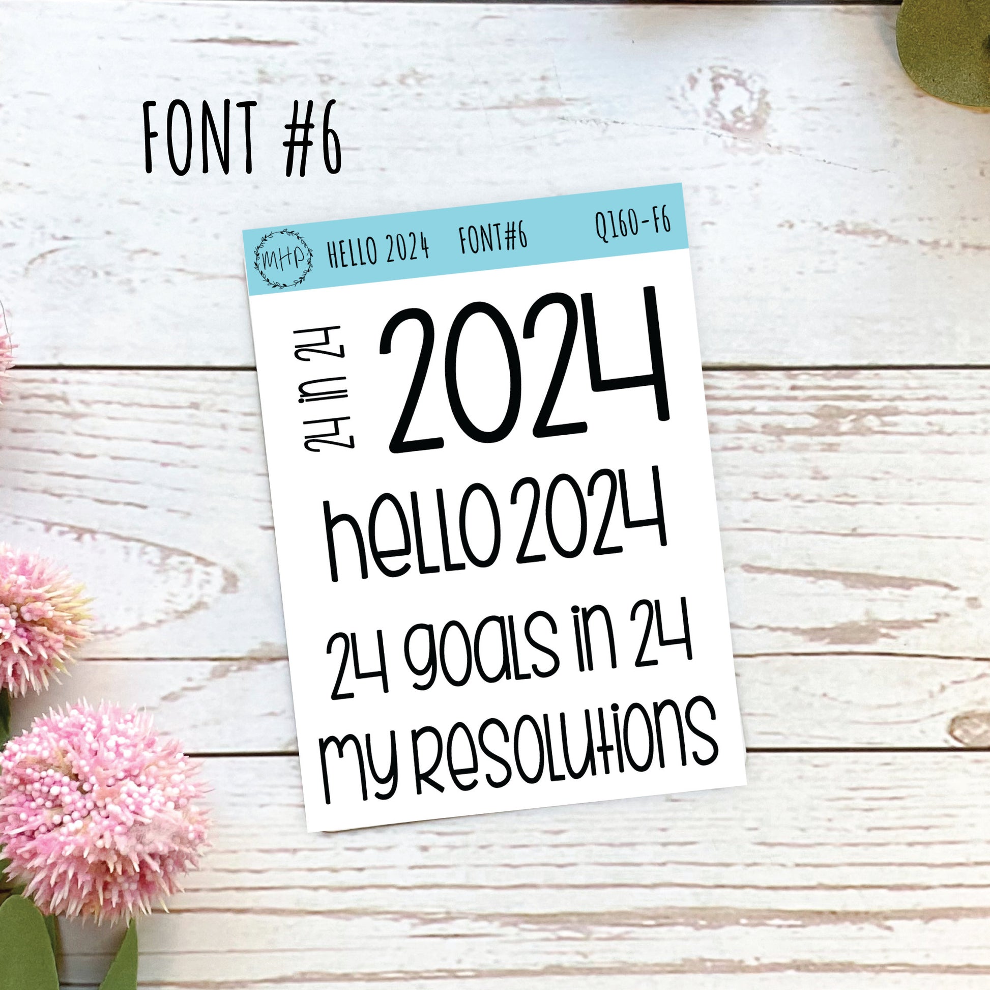 Hello 2024 Stickers. 2024 Goals and Resolution Stickers for Bullet Journals and Planners. Gold, Silver and Rose Gold Stickers || Q160