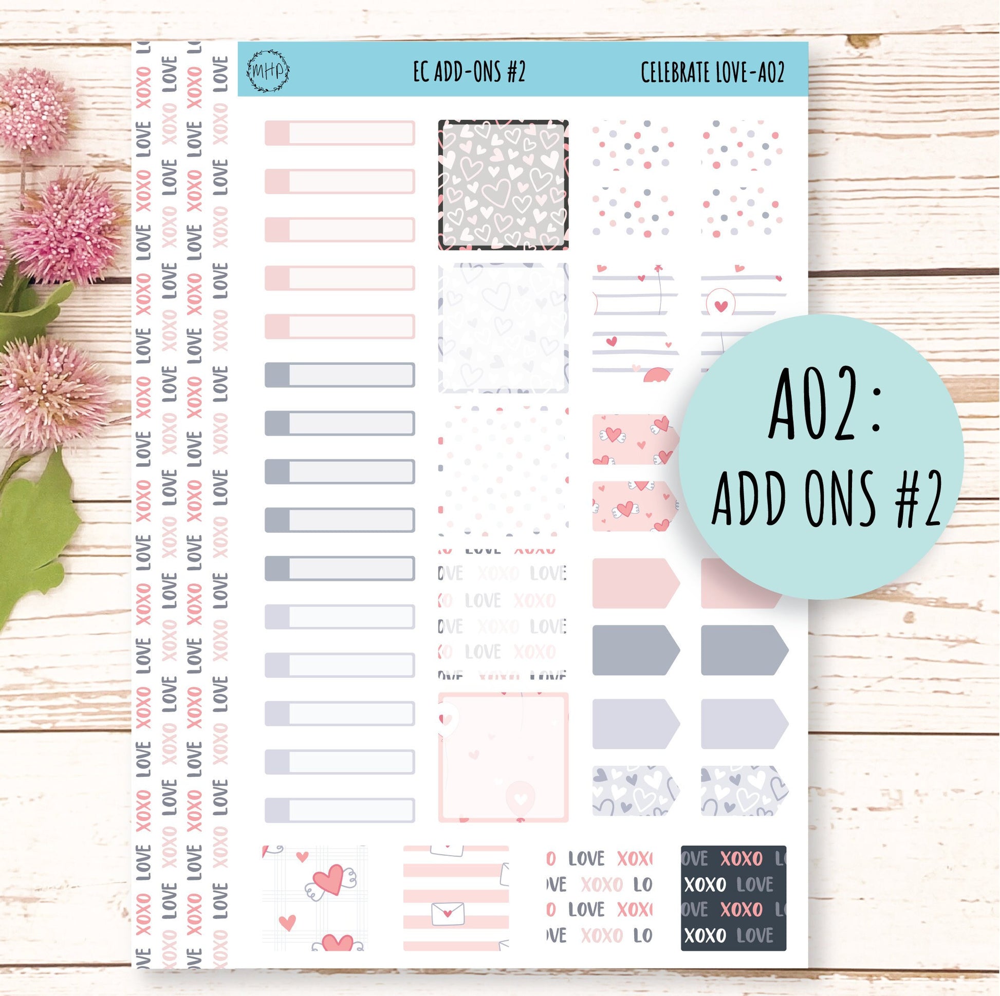 Add Ons Stickers for 7x9 Planners. FEBRUARY Valentines Day Stickers "Celebrate Love" || CL-AO