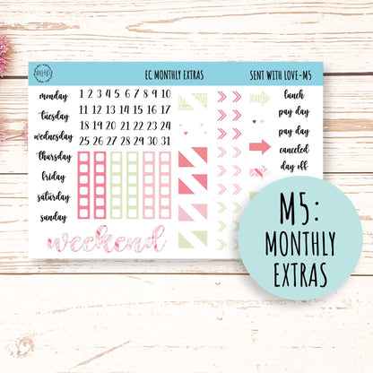 FEBRUARY Monthly Kit Stickers for 7x9 Planners. Valentine's Day. "Send With Love" || SWL-M