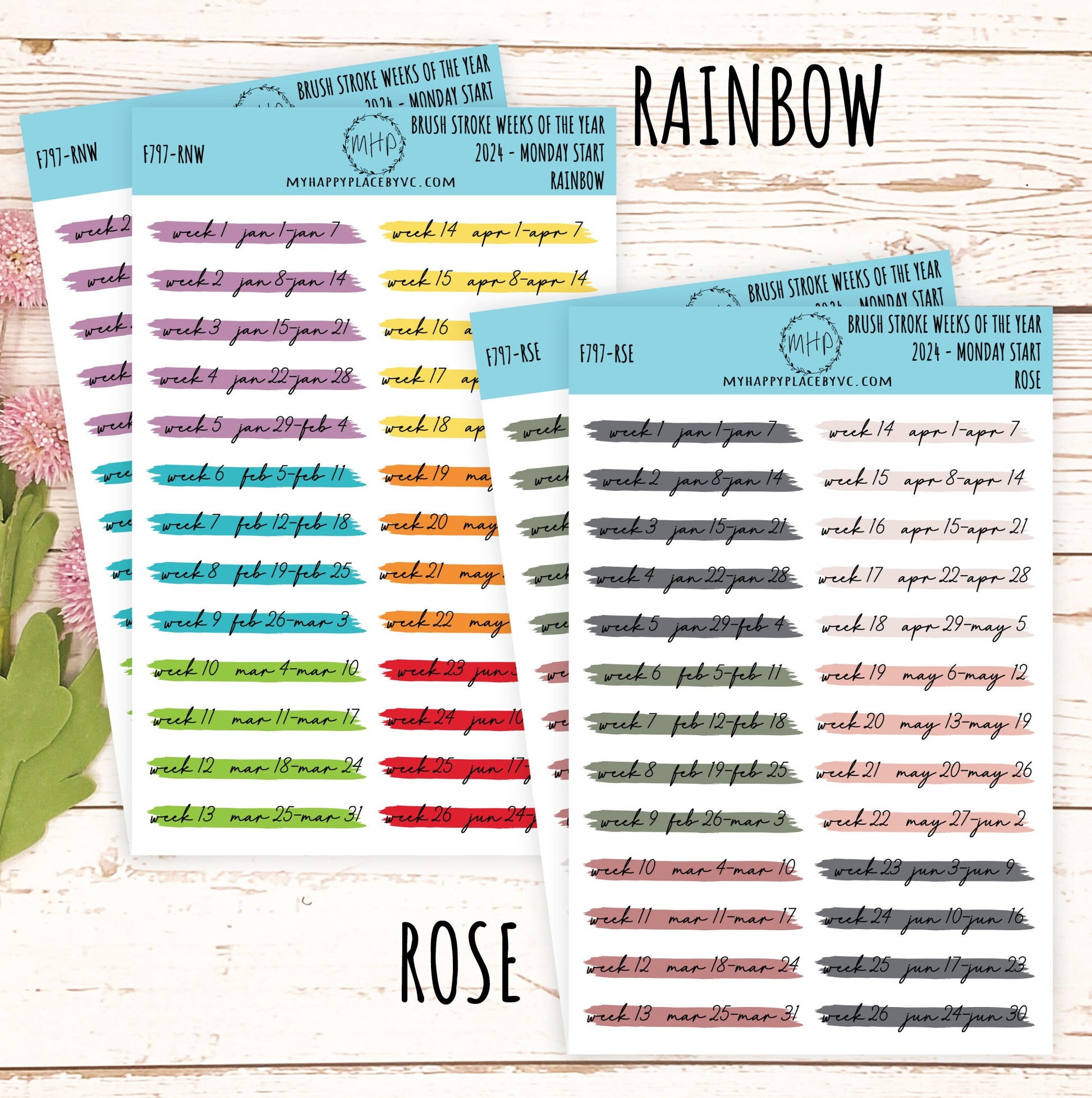 MONTHS Over Brush Stroke. Planner Stickers. || F797