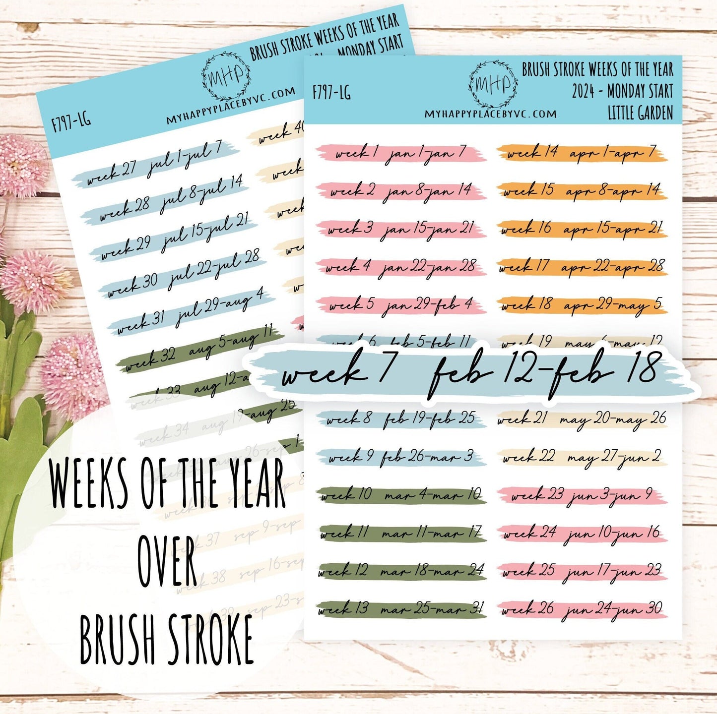 MONTHS Over Brush Stroke. Planner Stickers. || F797