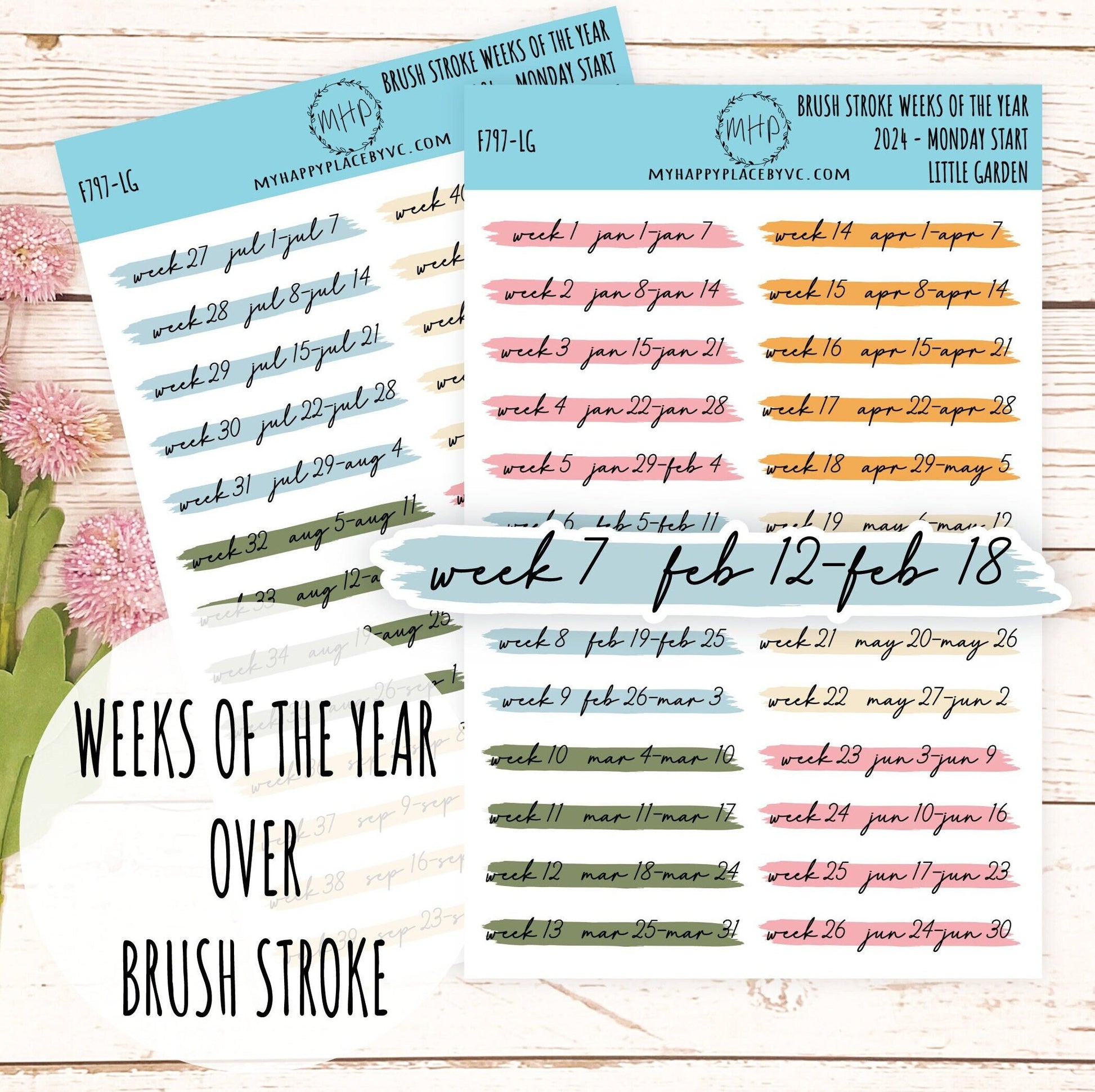 MONTHS Over Brush Stroke. Planner Stickers. || F797
